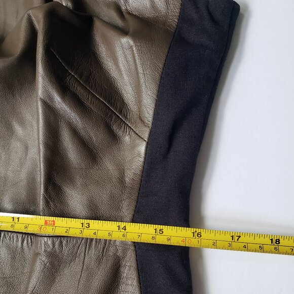 M&S Autograph Leather Sleeveless Brown Sheath Dress - Picture 5 of 11